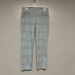 Women's ATTYRE NEW YORK Blue White Patterned lace Ankle Pants Size 8 paisley